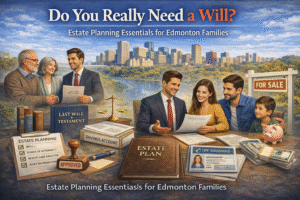 Estate Planning Edomonton guide with estate planning lawyer, family consultation, wills, legal documents, and financial planning essentials